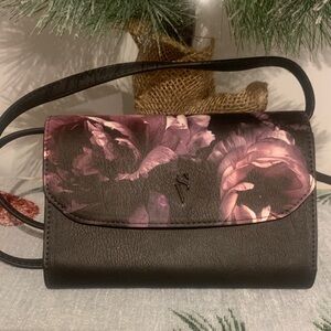 Simply Vera Vera Wang Black Clutch with Purple Floral Design